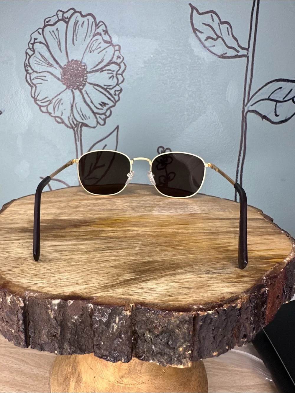 Calvin Klein Gold Frame Sunglasses with Dark Lenses